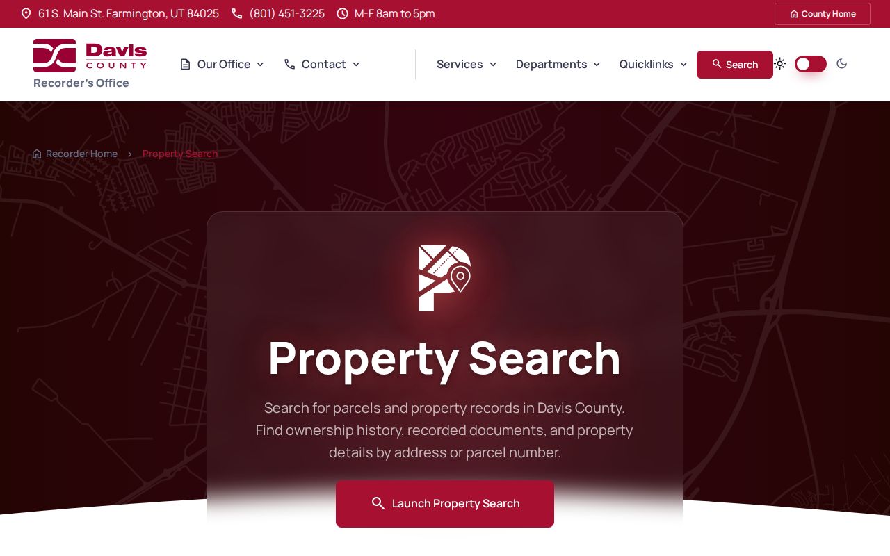 Davis County property search and address record screen