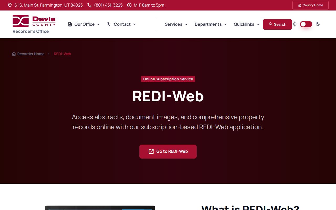 Davis County REDI-Web deed and recorded instrument search