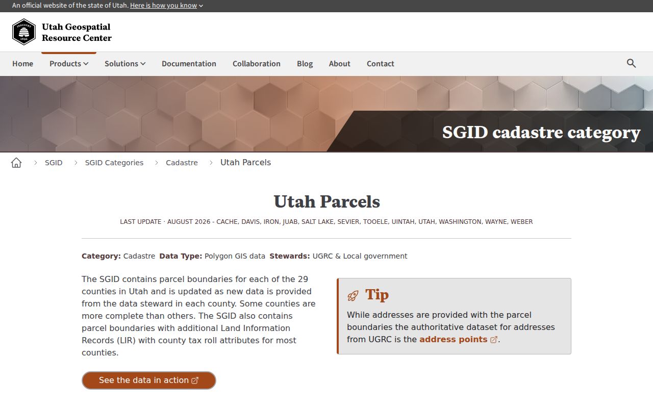 Utah parcel data documentation for Davis County address research